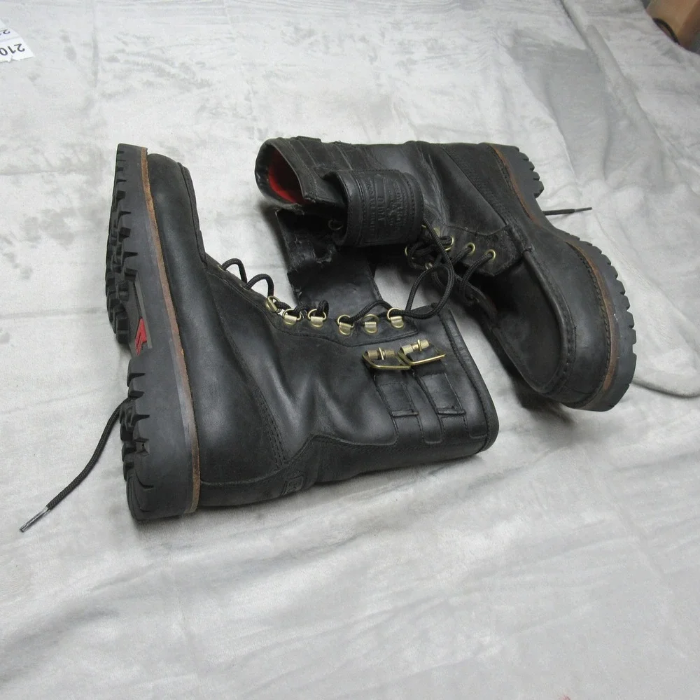 Polo Ralph Lauren Mens 9.5D Wolcott Boots BLK Leather Buckle Work Combat Ranger - Picture 5 of 16